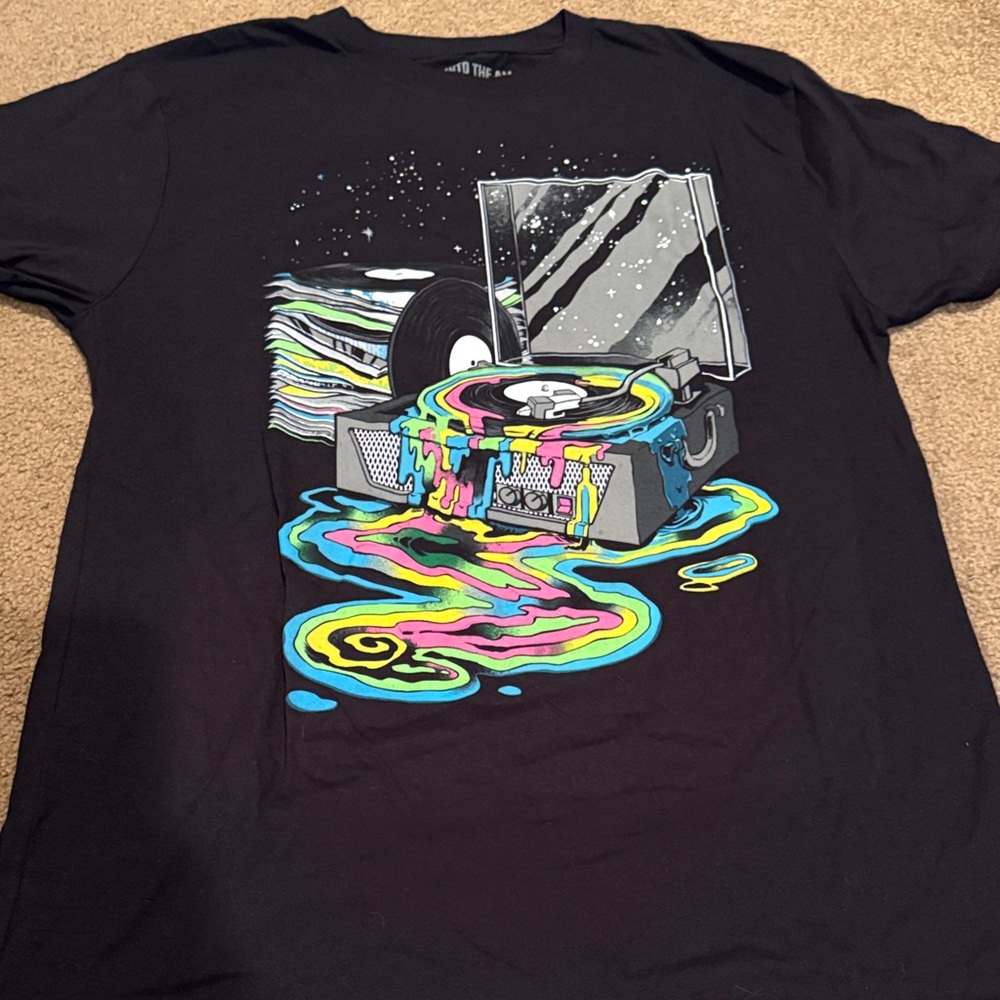 Black Graphic Tee with Colorful Design